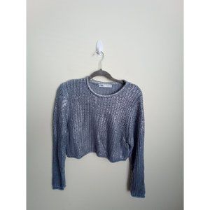 Zara periwinkle with silver size small sweater.